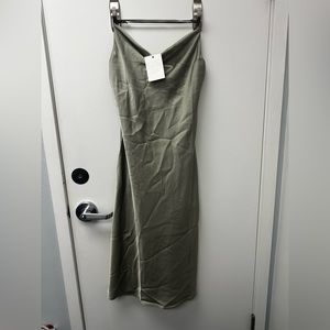 Mumu Satin Moss Green brides maid dress. Size Medium. Never worn/original tags